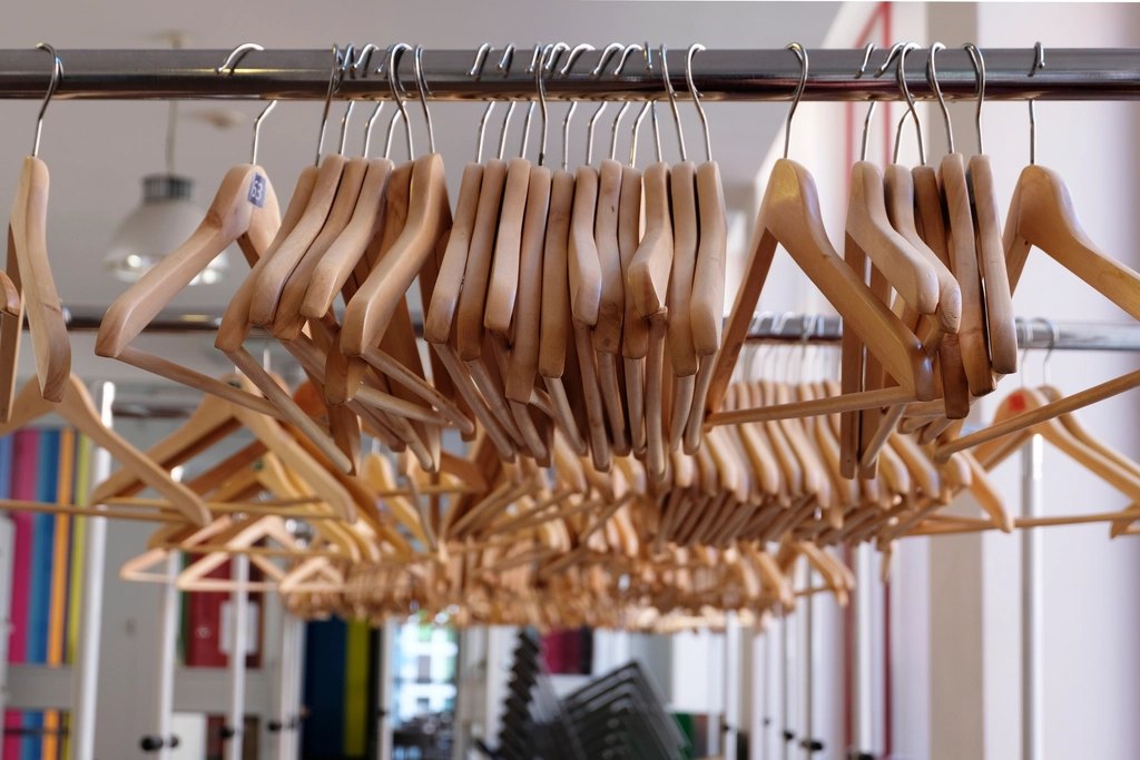 Coat hangers rail clothing store